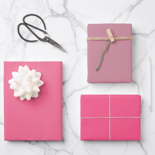 Feuille De Papier Cadeau Pain de Crimson clair Fraise rose Tons 3 (Recto)