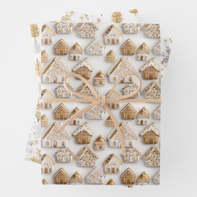 Feuille De Papier Cadeau Pain d'épice Cookies de la maison Snowfake Noël (En situation)