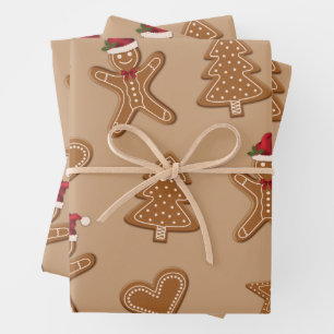 Feuille De Papier Cadeau pain d'épices - Formes de biscuits de Noël sur Bro