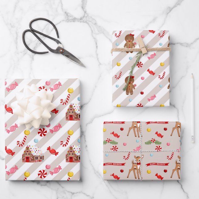 Feuille De Papier Cadeau Pain d'épices Papiers cadeaux de Noël (Recto)