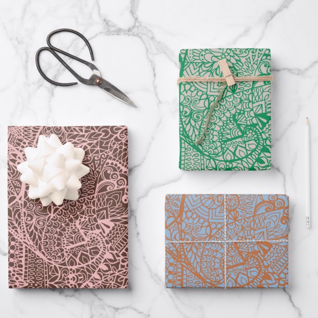 Feuille De Papier Cadeau Paisley Mandala (Recto)