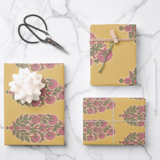 Feuille De Papier Cadeau paisley Wrapping Paper Flat Sheet Set of 3 (Recto)