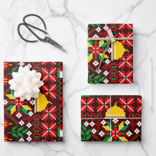 Feuille De Papier Cadeau Palestine Tatreez Broderie traditionnelle