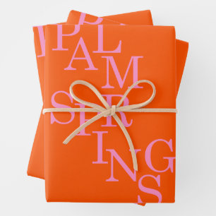 Feuille De Papier Cadeau Palm Springs Orange Et Rose