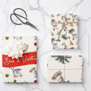 Feuille De Papier Cadeau Palm Trees Motif de Noël tropical