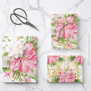 Feuille De Papier Cadeau Palmier d'or de Poinsettia
