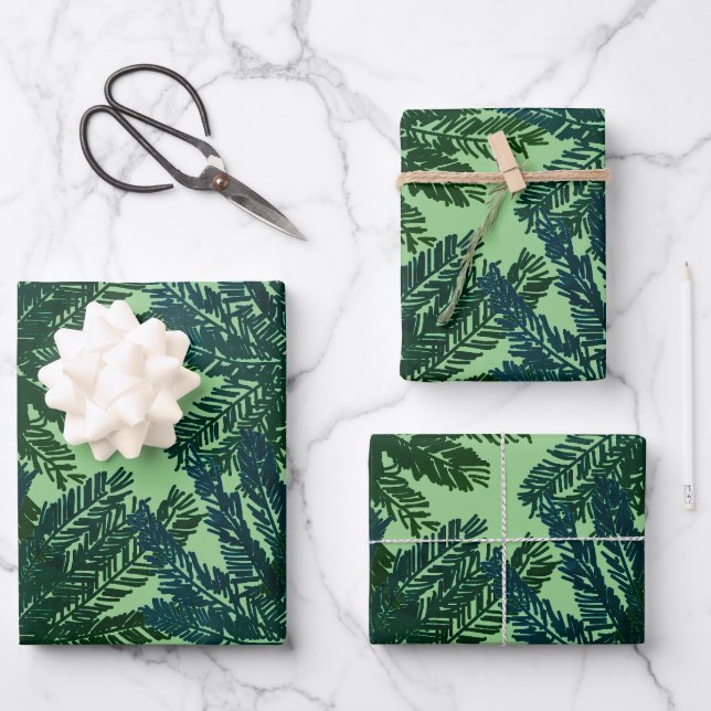 Feuille De Papier Cadeau Palmier tropical vert artistique (Recto)