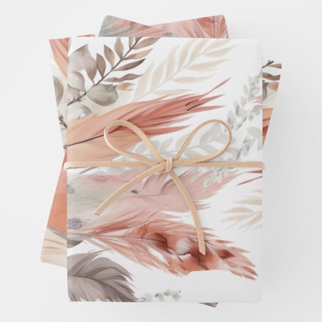 Feuille De Papier Cadeau Pampas mignonne (En situation)