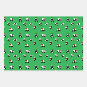 Feuille De Papier Cadeau Panda Panda Panda Santa Claus Ours de Noël
