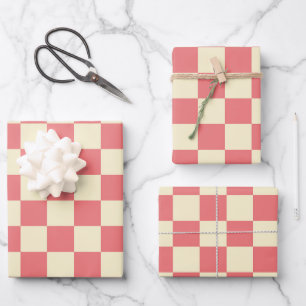 Feuille De Papier Cadeau Panier rose et beige