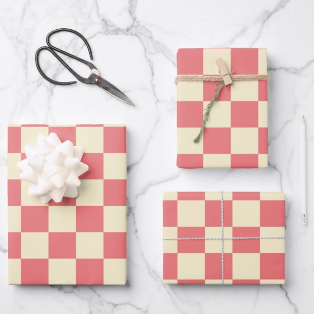 Feuille De Papier Cadeau Panier rose et beige (Recto)