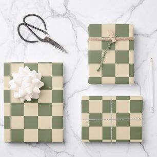 Feuille De Papier Cadeau Panneau de contrôle vert et beige clair