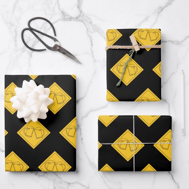 Feuille De Papier Cadeau Panneau pour les amateurs de bière (Recto)