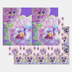 Feuille De Papier Cadeau Pansy violet Pansies fleur Aquarelle Peinture