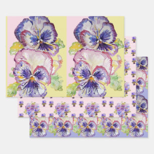 Feuille De Papier Cadeau Pansy violet Pansies fleur Aquarelle Peinture