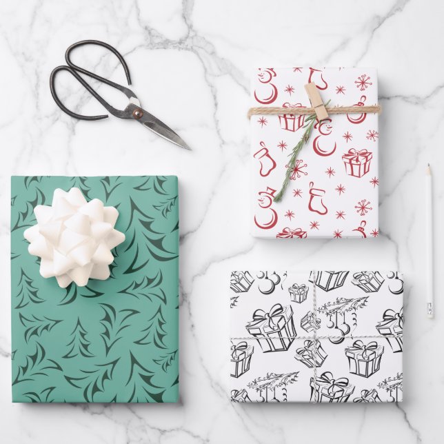 Feuille De Papier Cadeau Papel de regalo con motivos navideños (Recto)