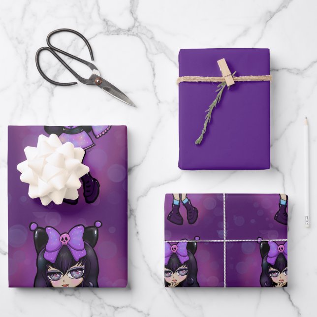 Feuille De Papier Cadeau Papel regalo diseño Kuromi fanart  (Recto)