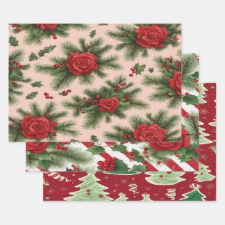Feuille De Papier Cadeau Papiers cadeaux de Noël + en rouge et vert