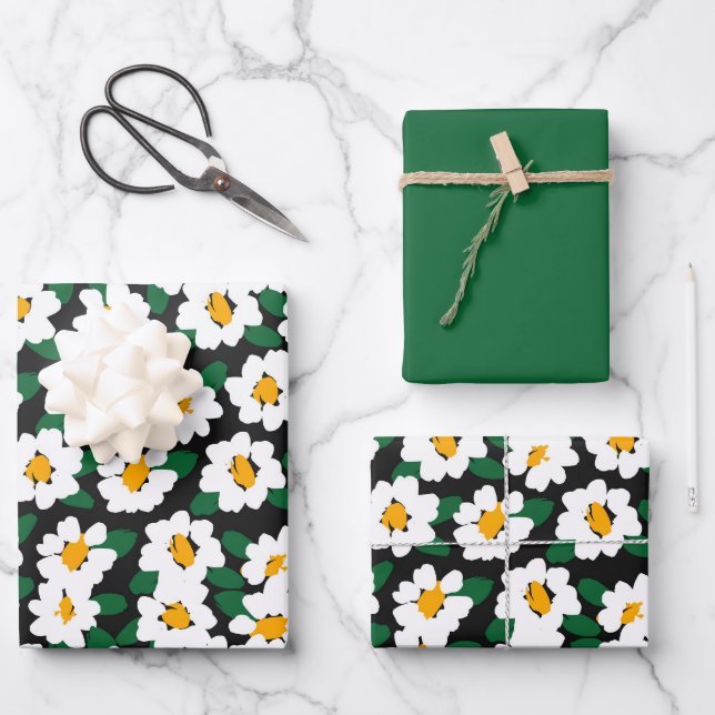 Feuille De Papier Cadeau Papiers de fleurs pour emballage (Recto)