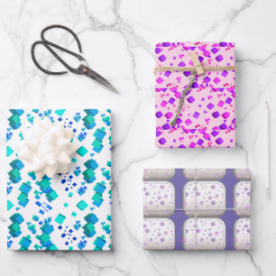 Feuille De Papier Cadeau Papiers de wrapping coeurs et cubes