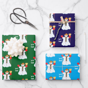 Feuille De Papier Cadeau Papiers d'emballage avec bonhomme de neige