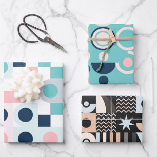 Feuille De Papier Cadeau Papiers d'emballage géométriques simples et élégan
