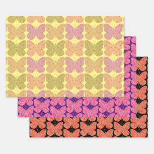 Feuille De Papier Cadeau Papillon coloré Art Vintage Style Wrap