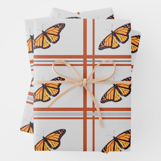 Feuille De Papier Cadeau Papillon monarque (En situation)