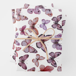 Feuille De Papier Cadeau Papillon Motif Aquarelle Élégant Joli Cadeau