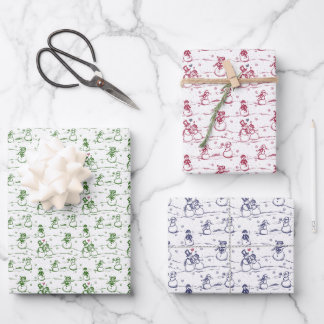 Feuille De Papier Cadeau Parade des neiges toile - bleu vert rouge