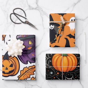 Feuille De Papier Cadeau Parfait Halloween Citrouille sorcier Casquette Gho