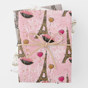 Feuille De Papier Cadeau Paris Romance, Style Français