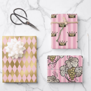 Feuille De Papier Cadeau Paris thème rose et or