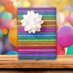 Feuille De Papier Cadeau Parties scintillant arc-en-ciel Anniversaire