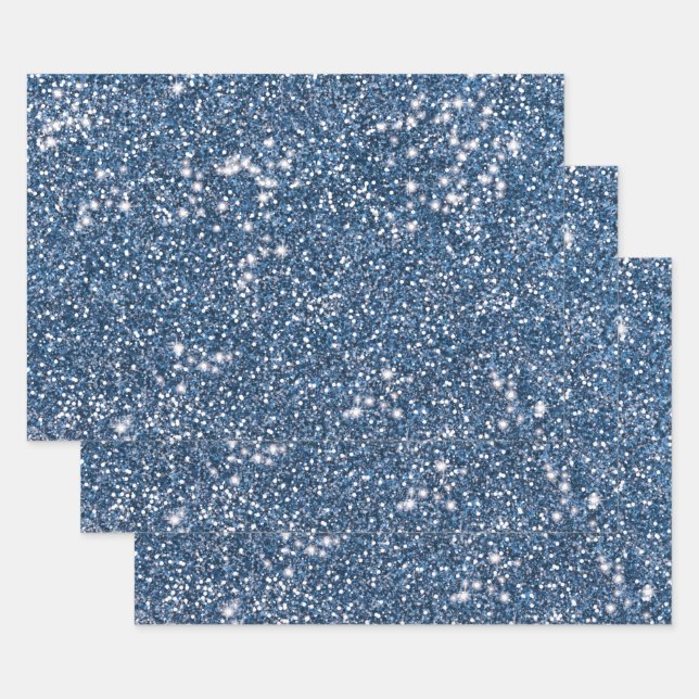 Feuille De Papier Cadeau Parties scintillant bleu Faux Texture Apparence Gr (Lot)