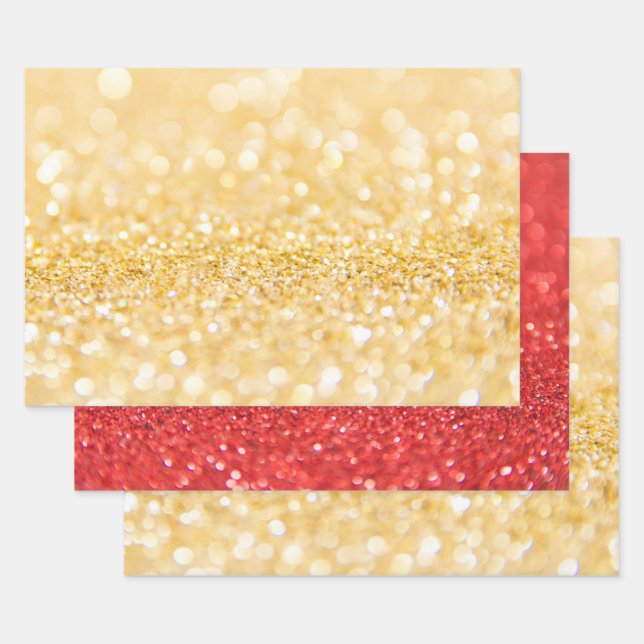 Feuille De Papier Cadeau Parties scintillant brillante de sable (Lot)