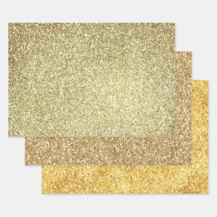 Feuille De Papier Cadeau Parties scintillant brillante jaune or