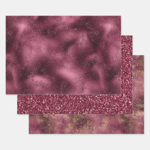 Feuille De Papier Cadeau Parties scintillant cerise de Bourgogne Glitz