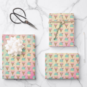 Feuille De Papier Cadeau Parties scintillant de crème glacée arrose Anniver