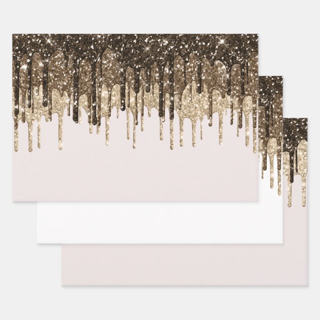 Feuille De Papier Cadeau Parties scintillant de crème glacée au chocolat d' (Lot)