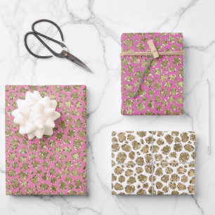 Feuille De Papier Cadeau Parties scintillant de glam rose or Leopard