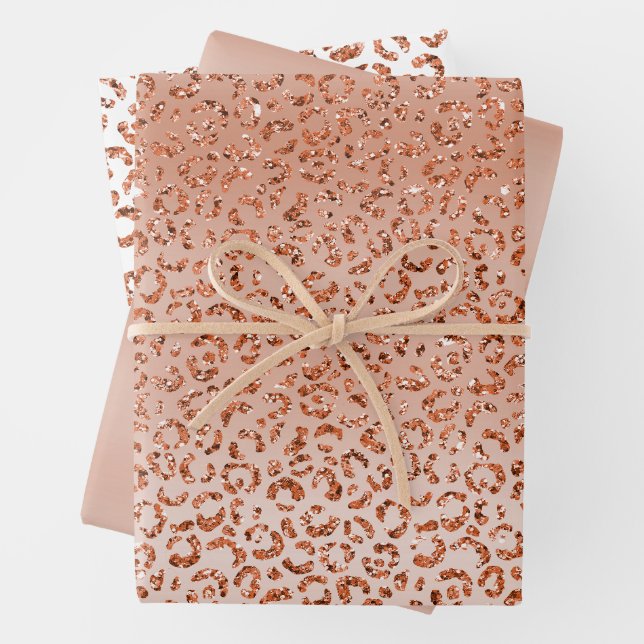 Feuille De Papier Cadeau Parties scintillant de pêche léopard animal (En situation)