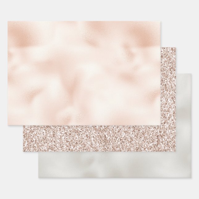 Feuille De Papier Cadeau Parties scintillant de Rose rose pâle (Lot)