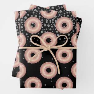 Feuille De Papier Cadeau Parties scintillant Donut Confetti Motif