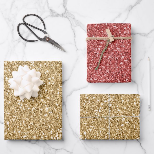 Feuille De Papier Cadeau Parties scintillant Gold Glitz (Recto)