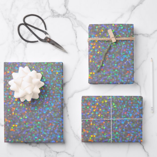 Feuille De Papier Cadeau parties scintillant holographique (Recto)