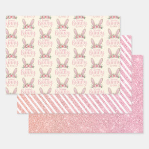 Feuille De Papier Cadeau Parties scintillant Lapin Rose Un lapin est un 1er