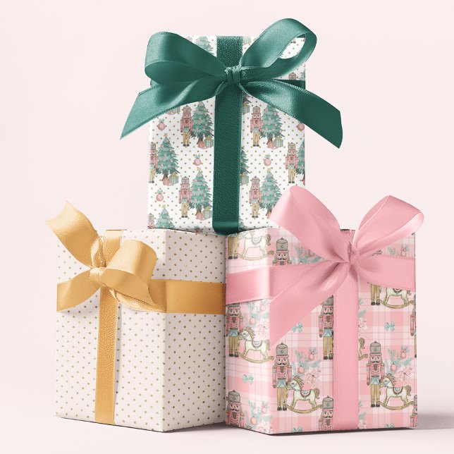 Feuille De Papier Cadeau Parties scintillant Noisette rose Noël Motifs fest (Créateur téléchargé)