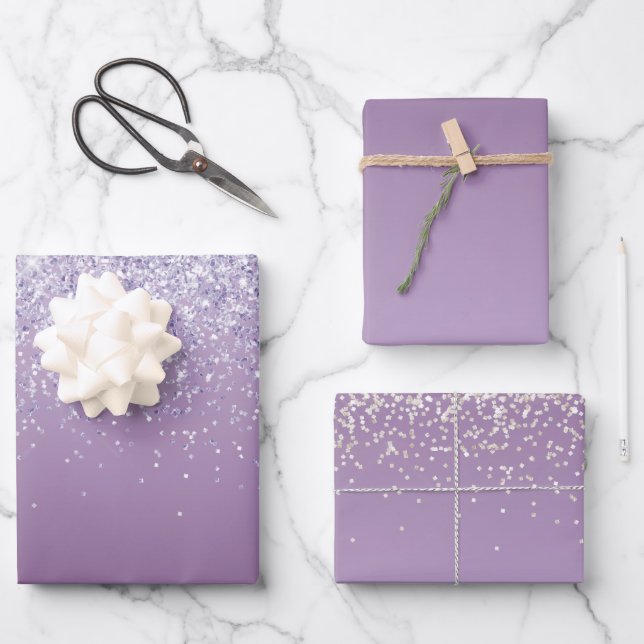 Feuille De Papier Cadeau Parties scintillant Ombre violet (Recto)
