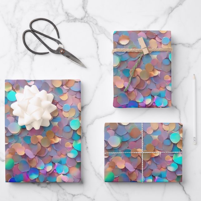 Feuille De Papier Cadeau Parties scintillant Opal Moderne Collection Hologr (Recto)